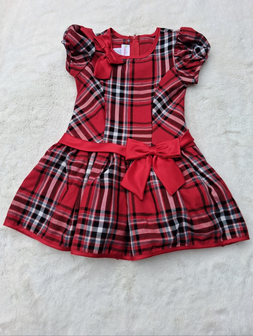 Red Plaid Bow-Accent Girls' Dress Size 4T